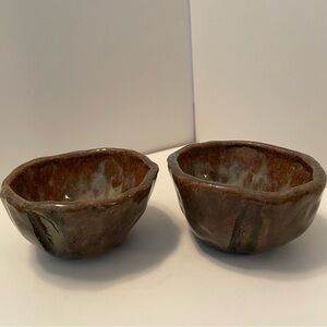 Studio Art Pottery Pair Small Cups/Bowls‎ Handmade Signed Berlind